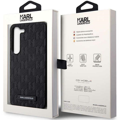 Custodia per Samsung Galaxy S24+ S926, Karl Lagerfeld, Saffiano Monogram Metal Logo, Nera
