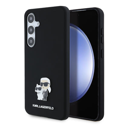 Case for Samsung Galaxy S24+ S926, Karl Lagerfeld, Silicone Karl & Choupette Metal, Black