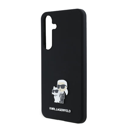 Case for Samsung Galaxy S24+ S926, Karl Lagerfeld, Silicone Karl & Choupette Metal, Black