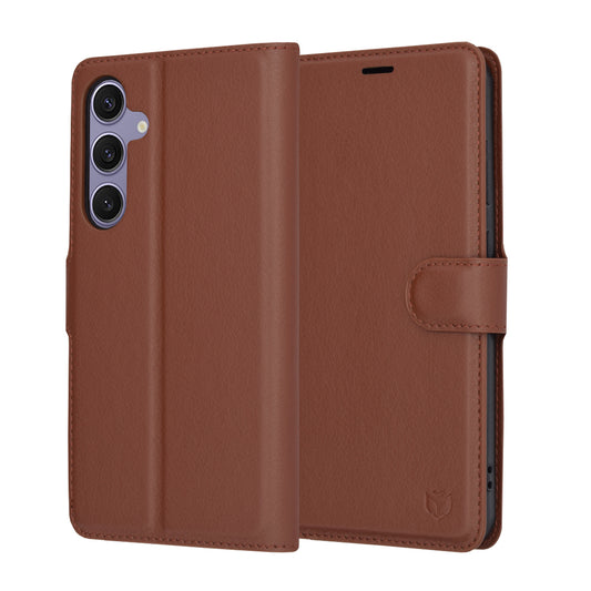 Custodia per Samsung Galaxy S24+ S926, Techsuit, Leather Folio, Marrone