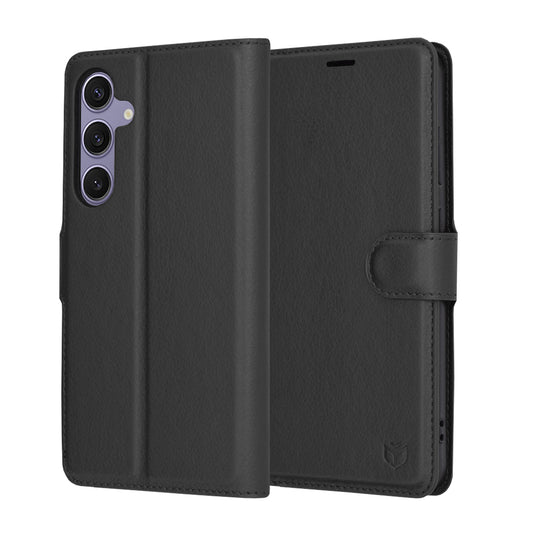 Custodia per Samsung Galaxy S24+ S926, Techsuit, Leather Folio, Nera