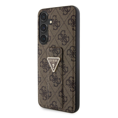 Case for Samsung Galaxy S24 S921, Guess, Grip Stand 4G Triangle Strass, Brown
