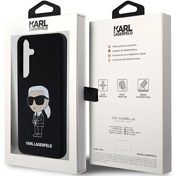 Custodia per Samsung Galaxy S24 S921, Karl Lagerfeld, Silicone Ikonik NFT, Nera