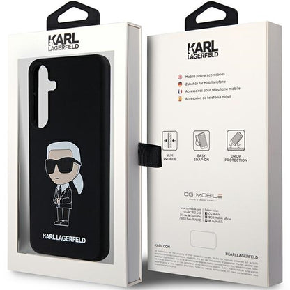 Custodia per Samsung Galaxy S24 S921, Karl Lagerfeld, Silicone Ikonik NFT, Nera