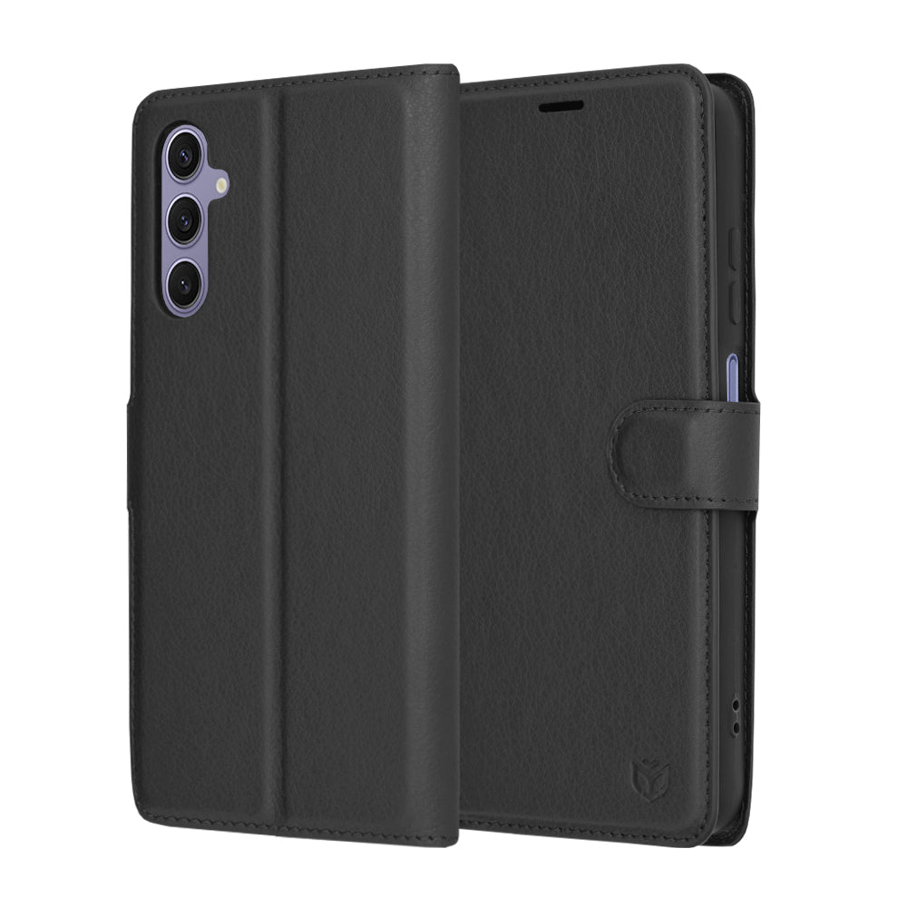 Custodia per Samsung Galaxy S24 S921, Techsuit, Leather Folio, Nera