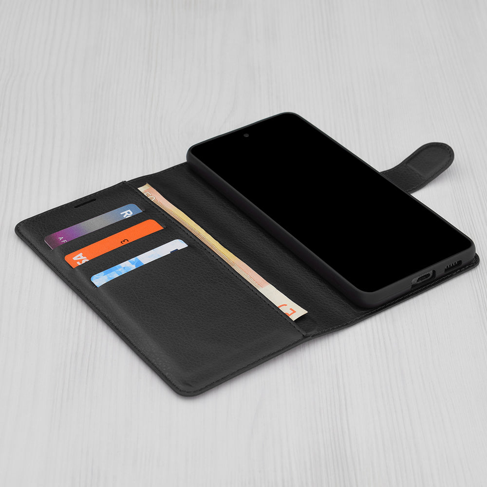 Custodia per Samsung Galaxy S24 S921, Techsuit, Leather Folio, Nera