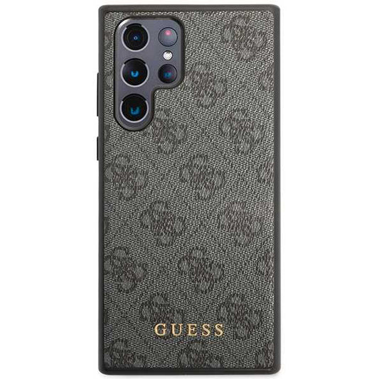 Custodia per Samsung Galaxy S24 Ultra S928, Guess, 4G Metal Gold Logo, Nera