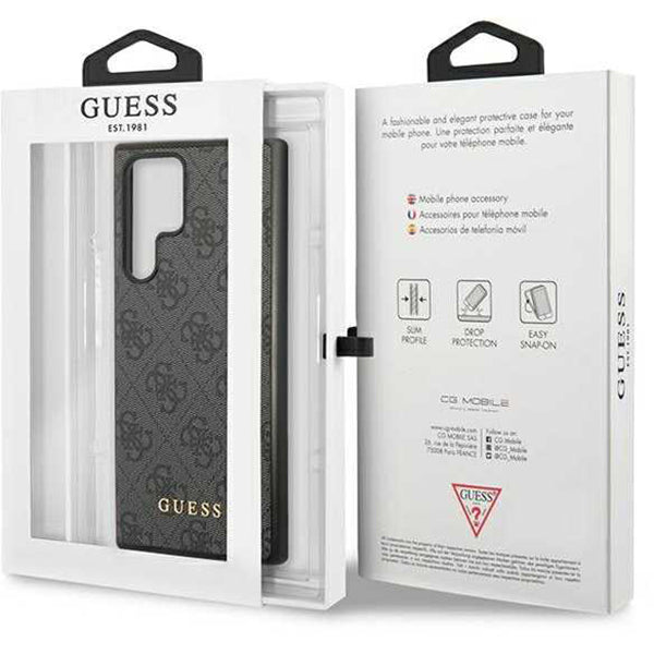 Custodia per Samsung Galaxy S24 Ultra S928, Guess, 4G Metal Gold Logo, Nera