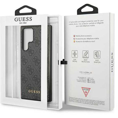 Custodia per Samsung Galaxy S24 Ultra S928, Guess, 4G Metal Gold Logo, Nera