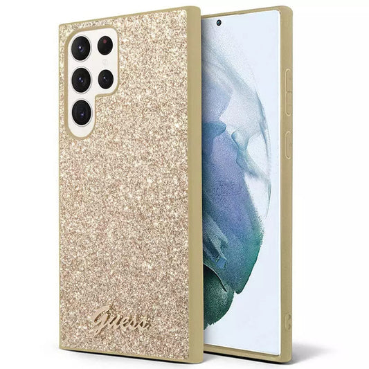 Custodia per Samsung Galaxy S24 Ultra S928, Guess, Glitter Script, Dorata