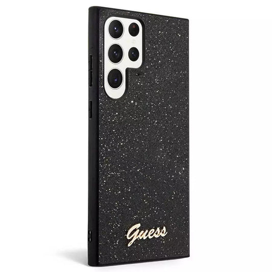 Custodia per Samsung Galaxy S24 Ultra S928, Guess, Glitter Script, Nera