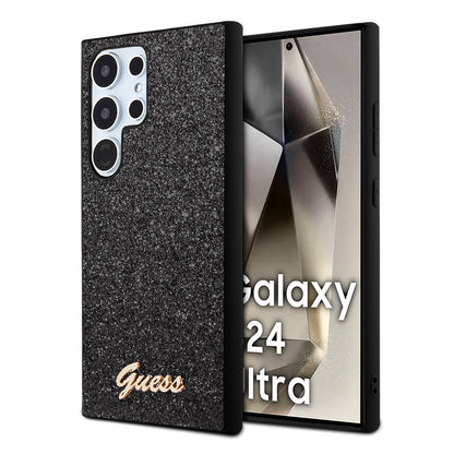 Case for Samsung Galaxy S24 Ultra S928, Guess, Glitter Script, Black