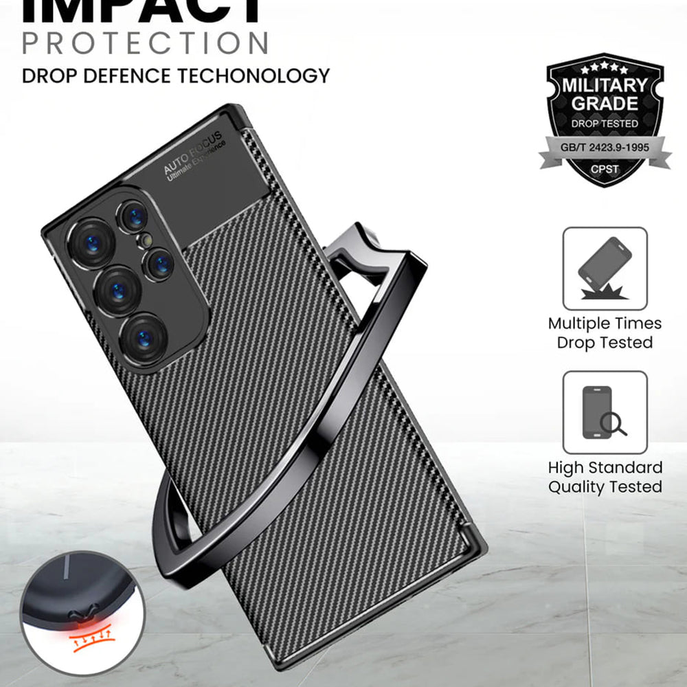 Custodia per Samsung Galaxy S24 Ultra S928, Techsuit, CarbonFiber, Nera