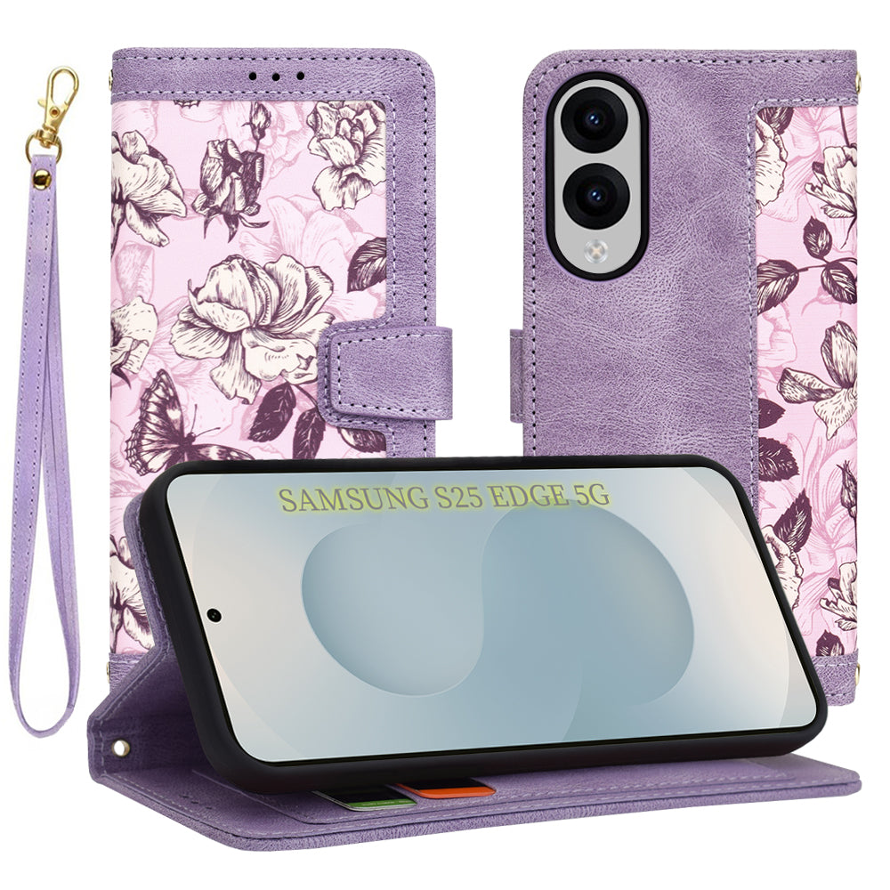 Custodia per Samsung Galaxy S25 Edge S937, Techsuit, FlipCraft, Viola