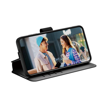 Custodia per Samsung Galaxy S25+ S936, PanzerGlass, Care Feature Kickstand Wallet, Nera
