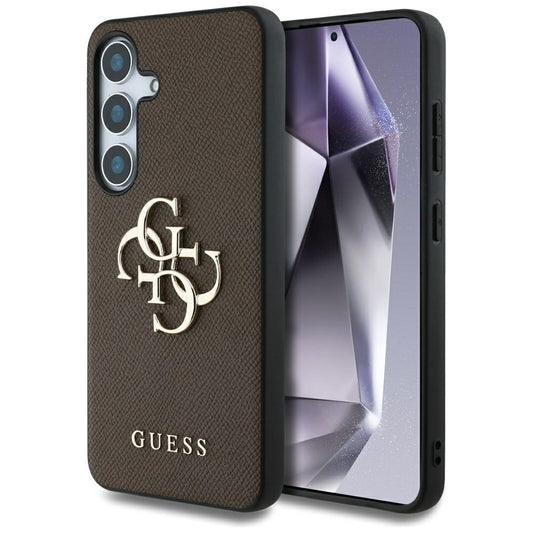 Custodia per Samsung Galaxy S25 S931, Guess, 4G Grained Big and Classic Logo, Marrone