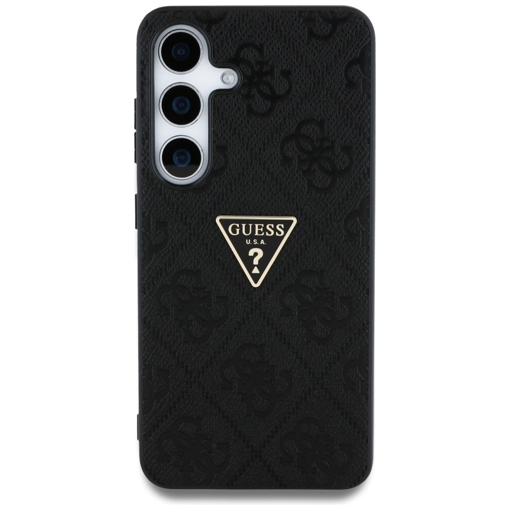 Custodia per Samsung Galaxy S25 S931, Guess, Grained Hot Stamp 4G Triangle, Nera