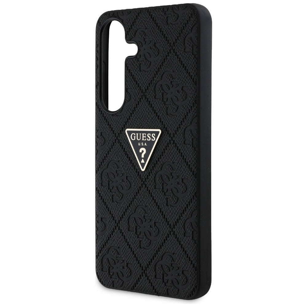Custodia per Samsung Galaxy S25 S931, Guess, Grained Hot Stamp 4G Triangle, Nera