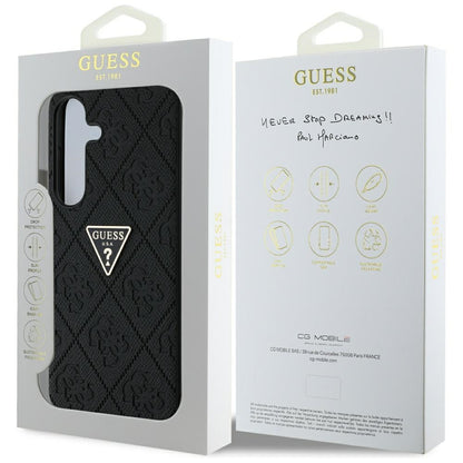 Custodia per Samsung Galaxy S25 S931, Guess, Grained Hot Stamp 4G Triangle, Nera