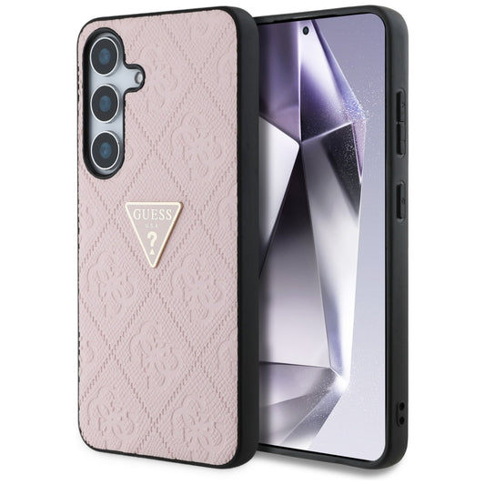 Custodia per Samsung Galaxy S25 S931, Guess, Grained Hot Stamp 4G Triangle, Rosa