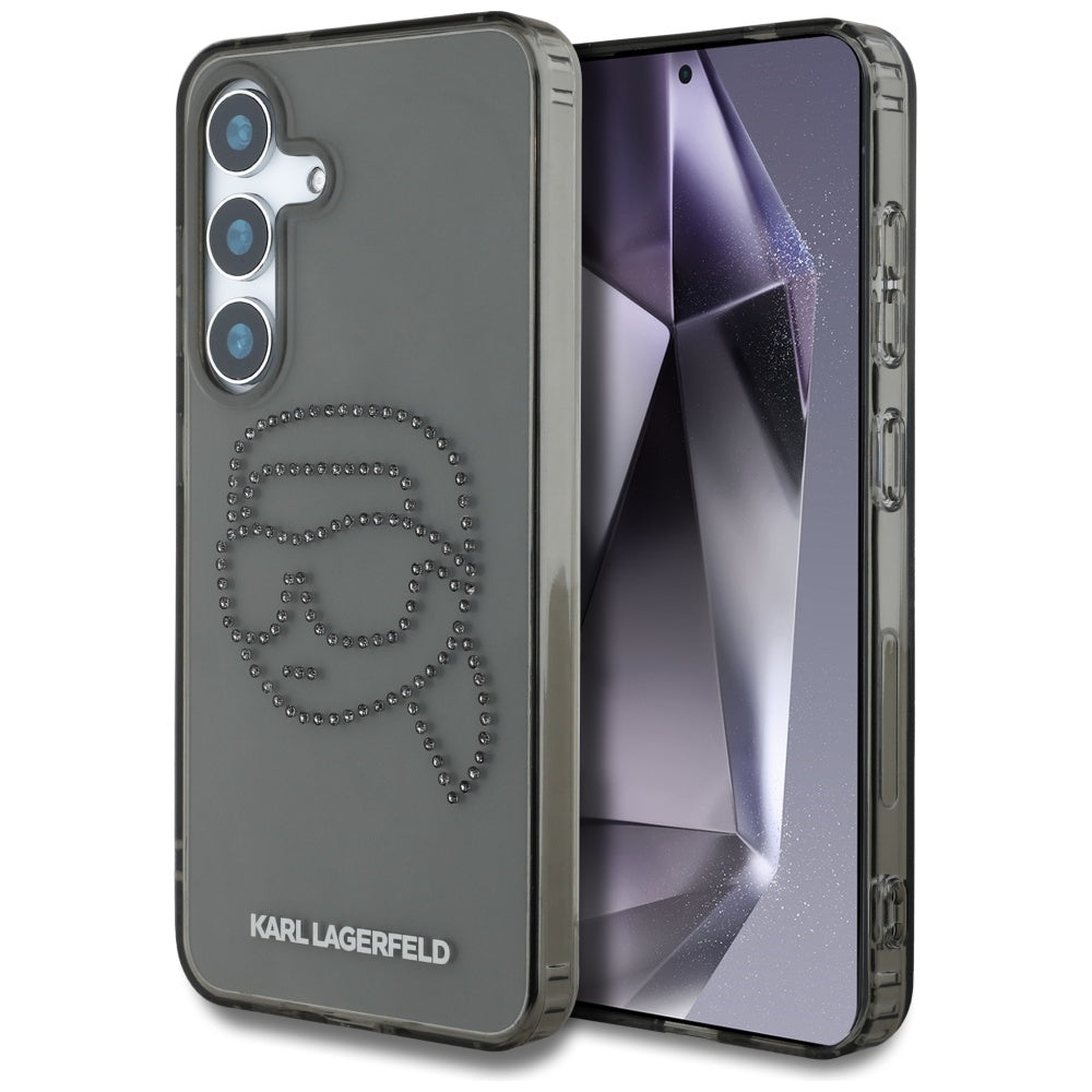 Custodia per Samsung Galaxy S25 S931, Karl Lagerfeld, IML Rhinestones Karl's Head, Nera