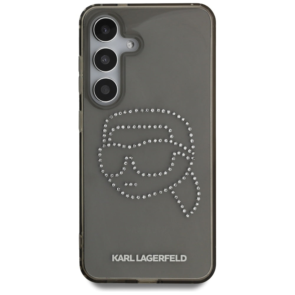 Custodia per Samsung Galaxy S25 S931, Karl Lagerfeld, IML Rhinestones Karl's Head, Nera