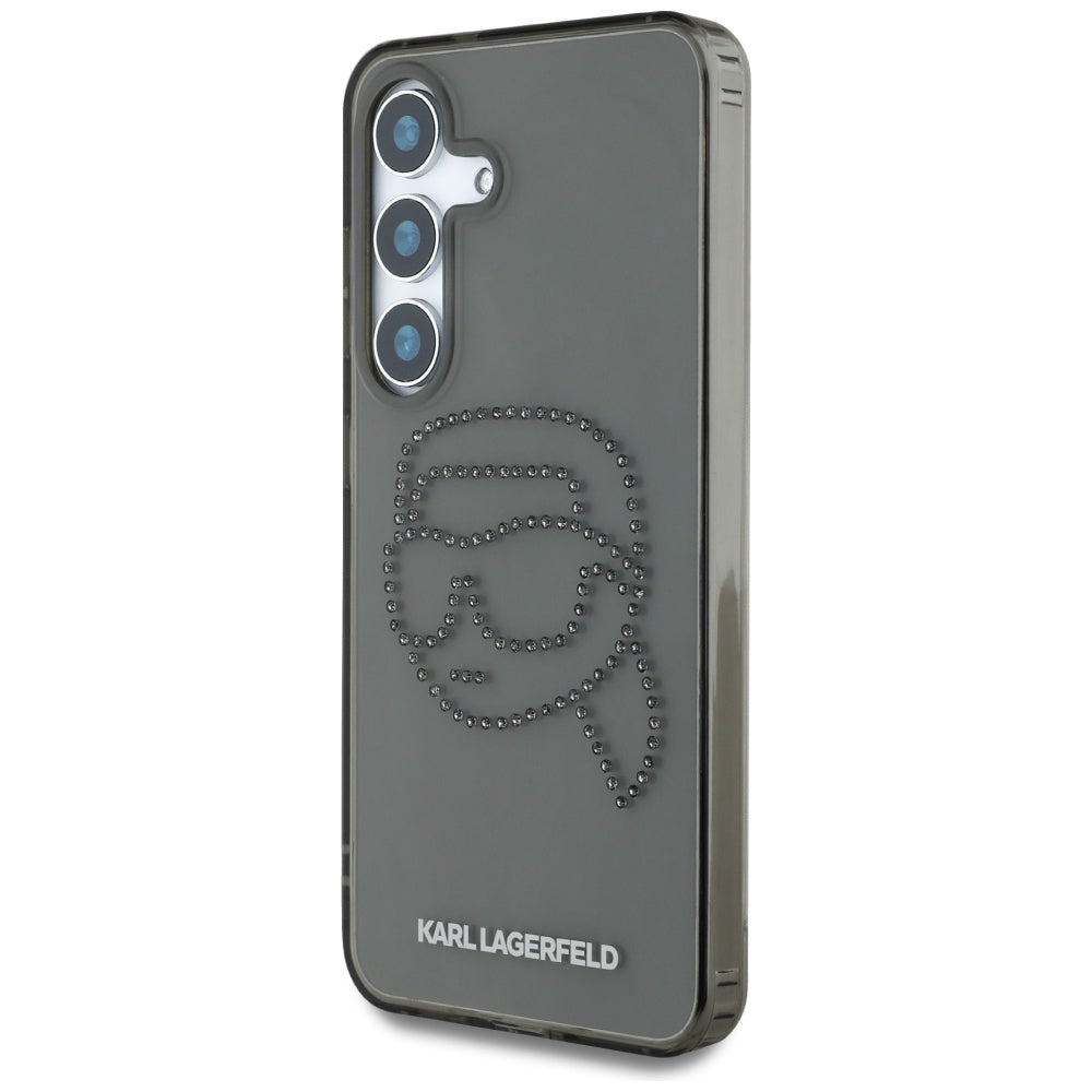 Custodia per Samsung Galaxy S25 S931, Karl Lagerfeld, IML Rhinestones Karl's Head, Nera