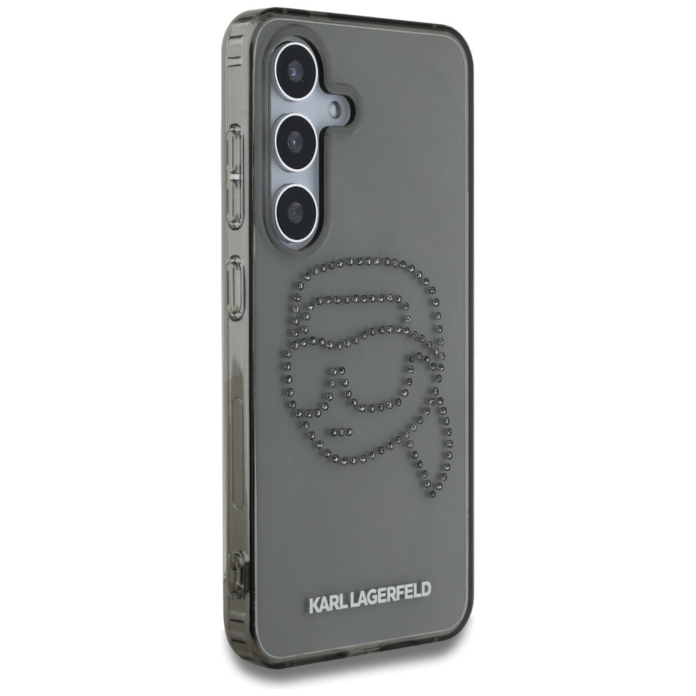 Custodia per Samsung Galaxy S25 S931, Karl Lagerfeld, IML Rhinestones Karl's Head, Nera