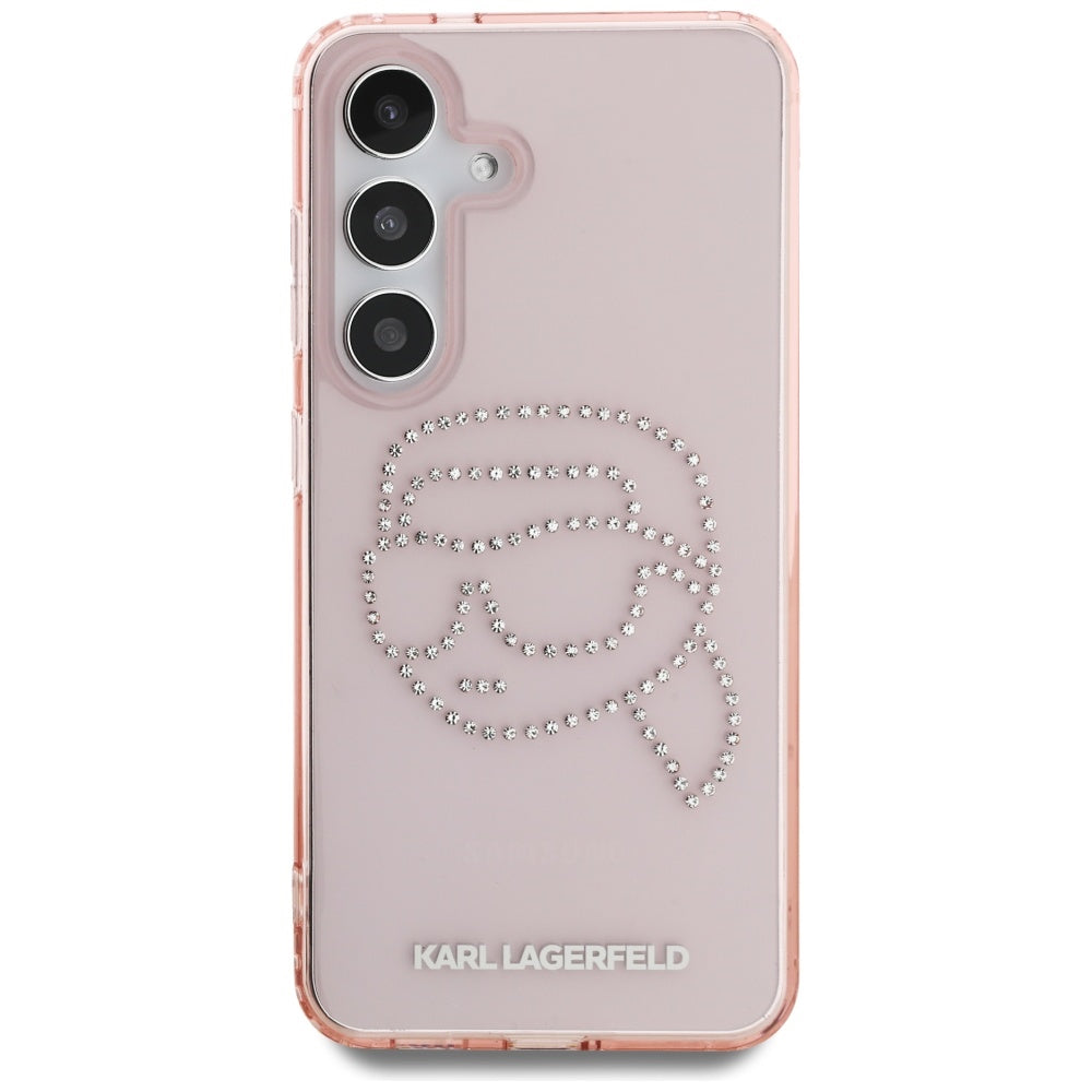Custodia per Samsung Galaxy S25 S931, Karl Lagerfeld, IML Rhinestones Karl's Head, Rosa