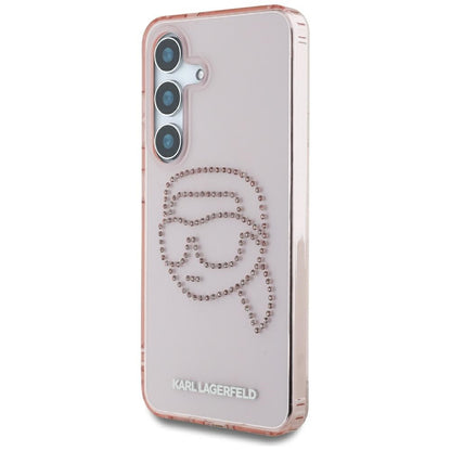 Custodia per Samsung Galaxy S25 S931, Karl Lagerfeld, IML Rhinestones Karl's Head, Rosa
