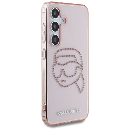 Custodia per Samsung Galaxy S25 S931, Karl Lagerfeld, IML Rhinestones Karl's Head, Rosa