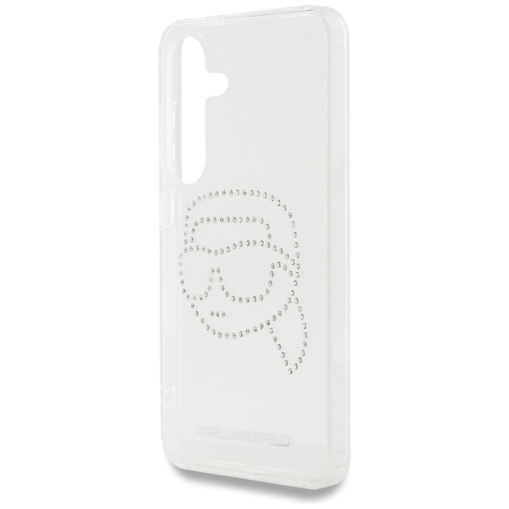 Custodia per Samsung Galaxy S25 S931, Karl Lagerfeld, IML Rhinestones Karl's Head, Trasparente