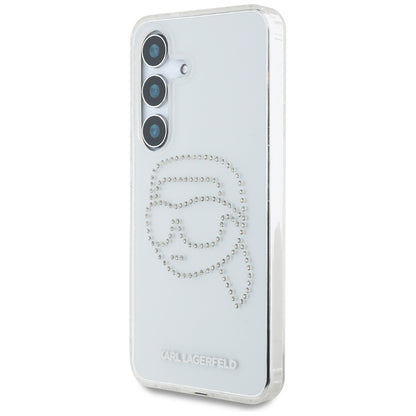 Custodia per Samsung Galaxy S25 S931, Karl Lagerfeld, IML Rhinestones Karl's Head, Trasparente