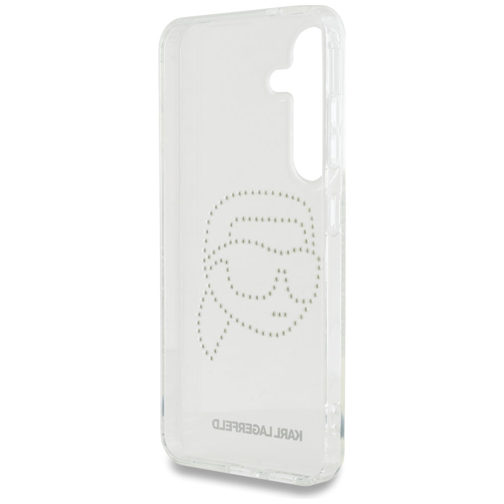 Custodia per Samsung Galaxy S25 S931, Karl Lagerfeld, IML Rhinestones Karl's Head, Trasparente