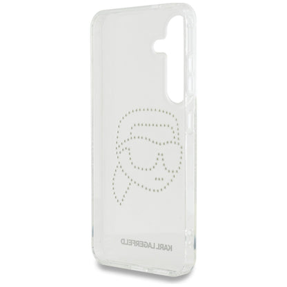 Custodia per Samsung Galaxy S25 S931, Karl Lagerfeld, IML Rhinestones Karl's Head, Trasparente