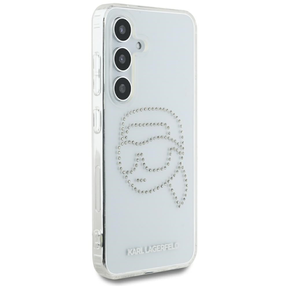 Custodia per Samsung Galaxy S25 S931, Karl Lagerfeld, IML Rhinestones Karl's Head, Trasparente