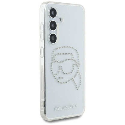 Custodia per Samsung Galaxy S25 S931, Karl Lagerfeld, IML Rhinestones Karl's Head, Trasparente