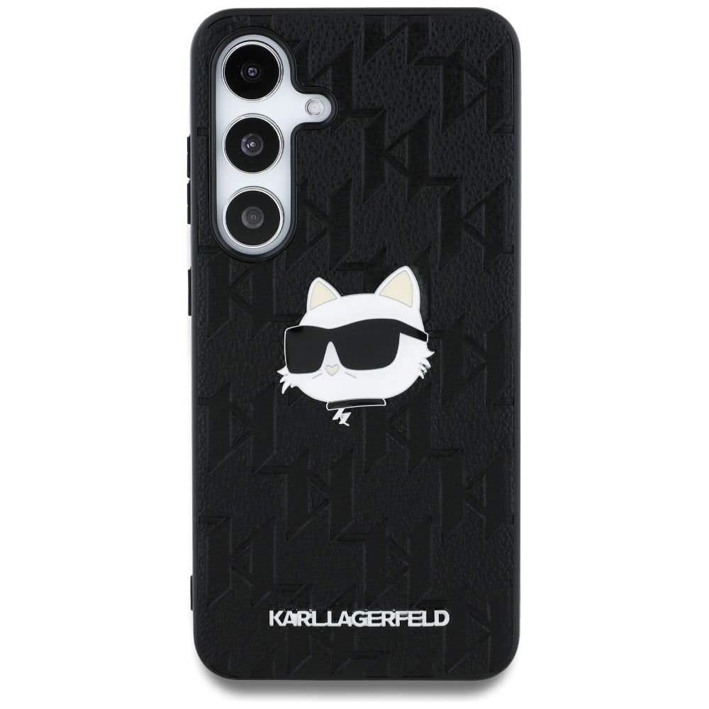 Custodia per Samsung Galaxy S25 S931, Karl Lagerfeld, Monogram Choupette's Head, Nera