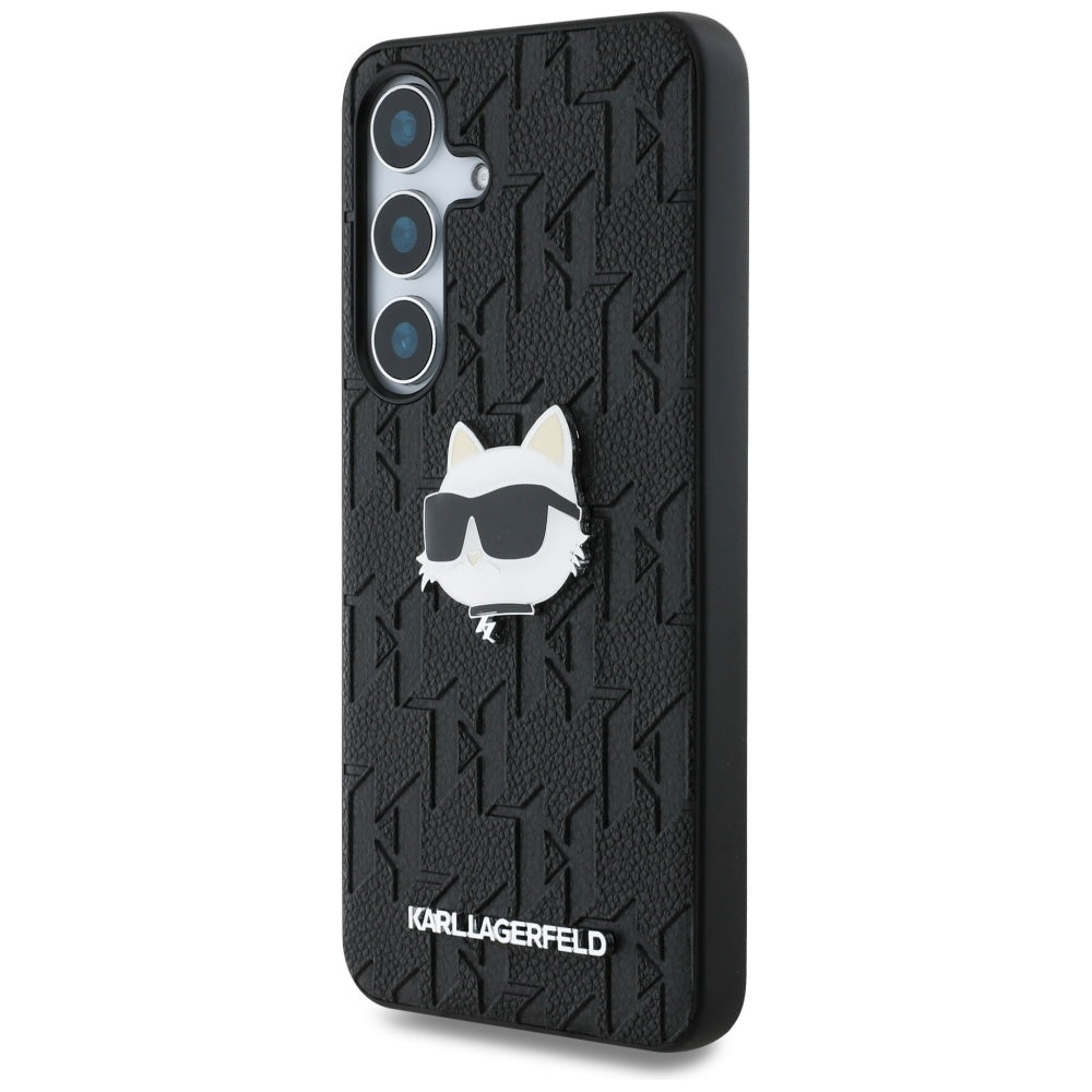 Custodia per Samsung Galaxy S25 S931, Karl Lagerfeld, Monogram Choupette's Head, Nera