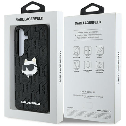 Custodia per Samsung Galaxy S25 S931, Karl Lagerfeld, Monogram Choupette's Head, Nera