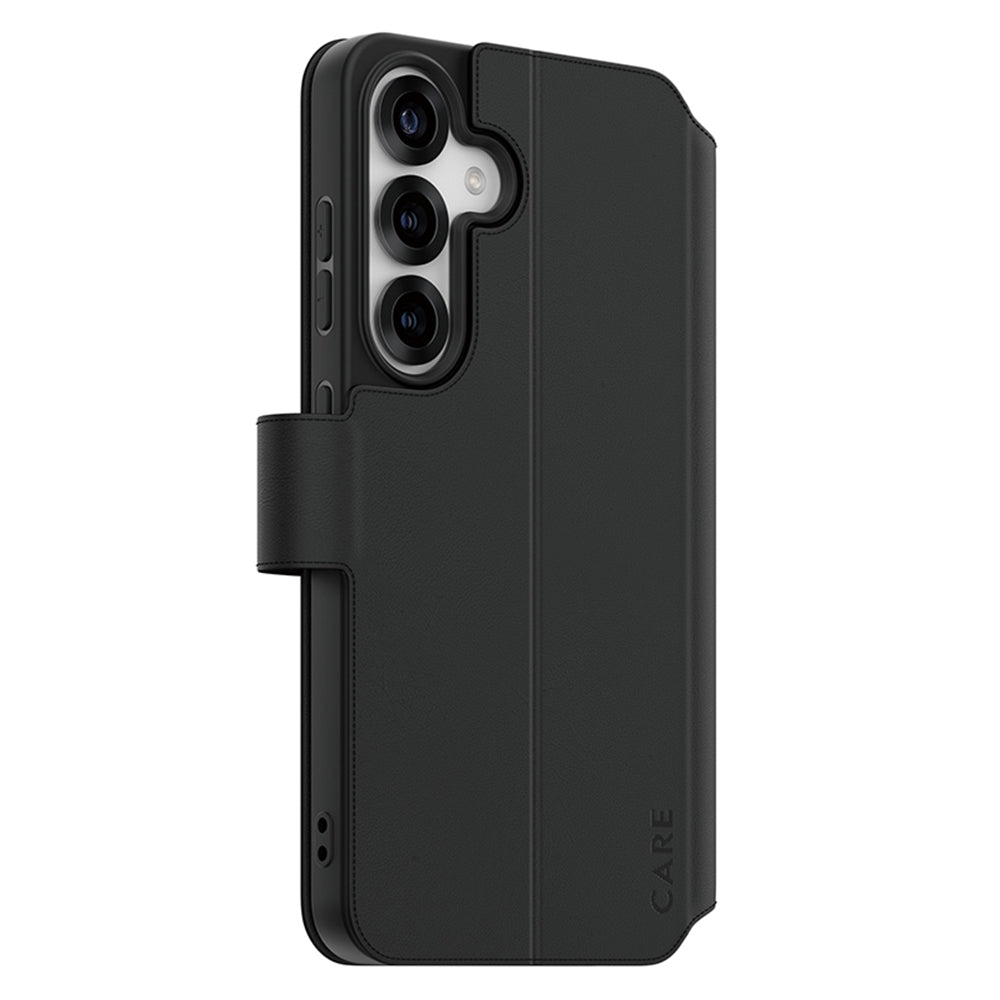 Custodia per Samsung Galaxy S25 S931, PanzerGlass, Care Feature Kickstand Wallet, Nera