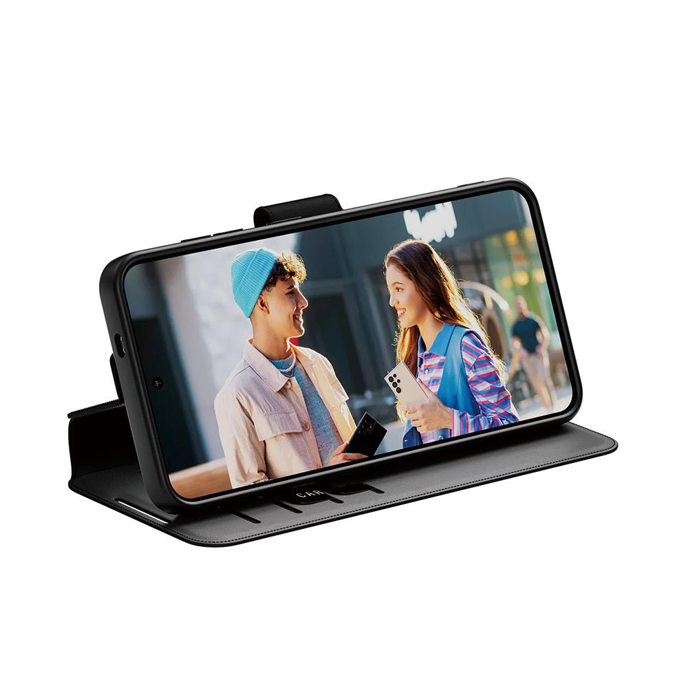 Custodia per Samsung Galaxy S25 S931, PanzerGlass, Care Feature Kickstand Wallet, Nera