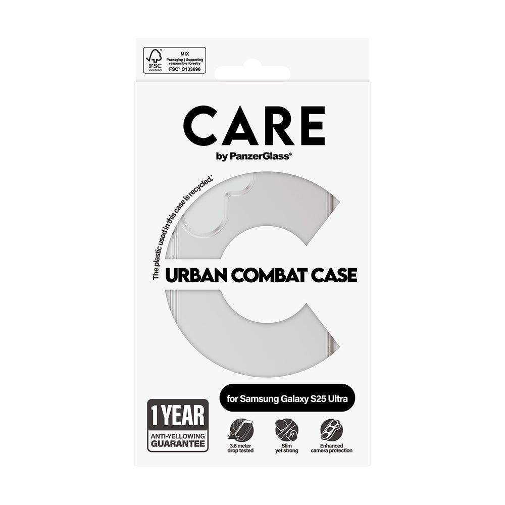 Custodia per Samsung Galaxy S25 S931, PanzerGlass, Care Urban Combat, Trasparente