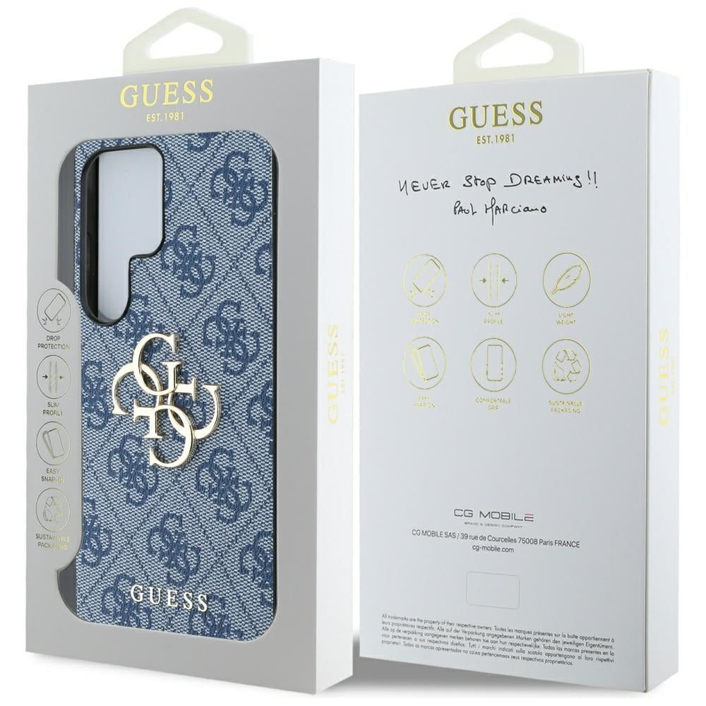 Custodia per Samsung Galaxy S25 Ultra S938, Guess, 4G Big Logo, Blu