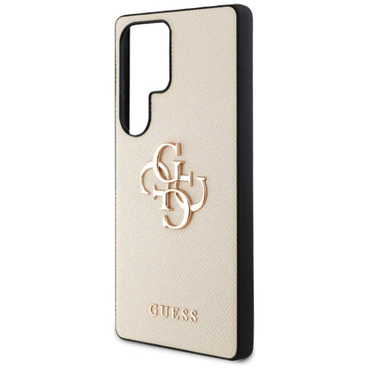 Custodia per Samsung Galaxy S25 Ultra S938, Guess, 4G Grained Big and Classic Logo, Beige