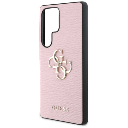 Case for Samsung Galaxy S25 Ultra S938, Guess, 4G Grained Big and Classic Logo, Pink