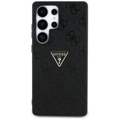 Case for Samsung Galaxy S25 Ultra S938, Guess, Grained Hot Stamp 4G Triangle, Black