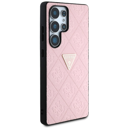 Case for Samsung Galaxy S25 Ultra S938, Guess, Grained Hot Stamp 4G Triangle, Pink