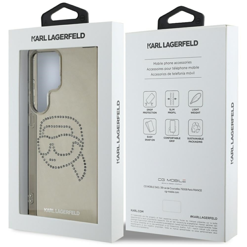 Case for Samsung Galaxy S25 Ultra S938, Karl Lagerfeld, IML Rhinestones Karl's Head, Black