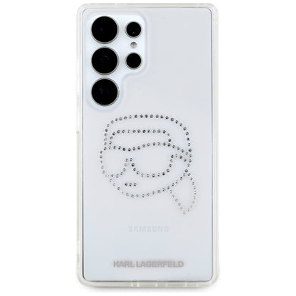 Custodia per Samsung Galaxy S25 Ultra S938, Karl Lagerfeld, IML Rhinestones Karl's Head, Trasparente